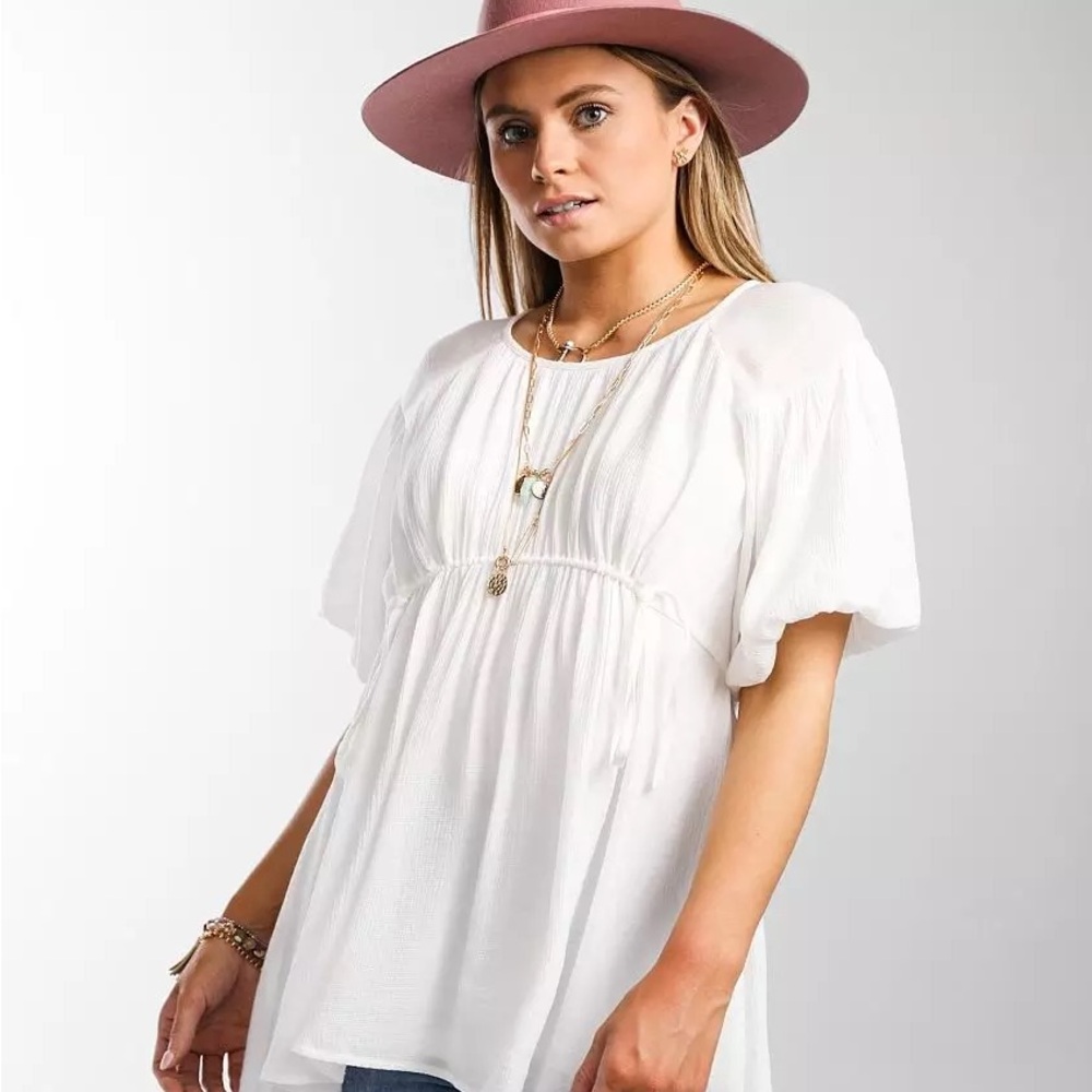 Blu Pepper - Flowy Empire Top - Ivory - Large